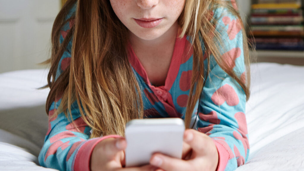 Girl looking at her phone