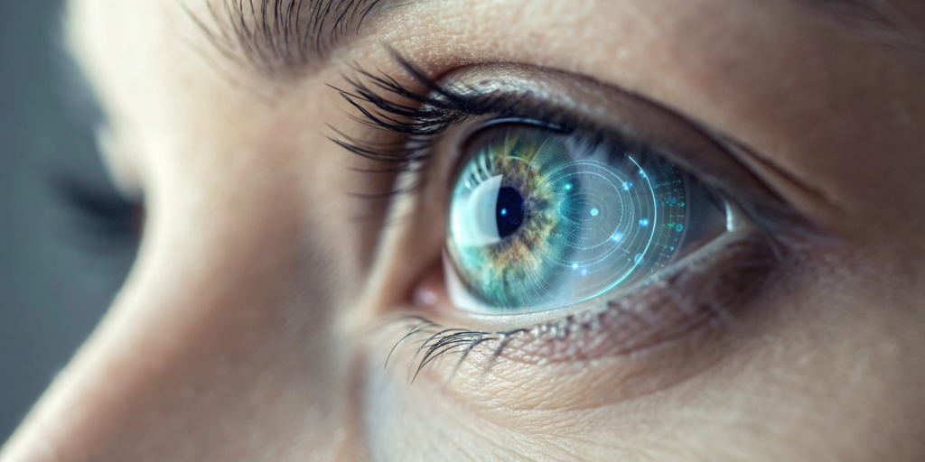 A digital eye scan comparing passive vs active liveness detection.