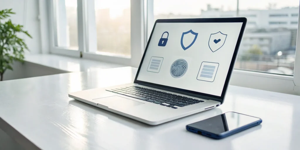 Laptop screen showing age verification software for GDPR compliance.