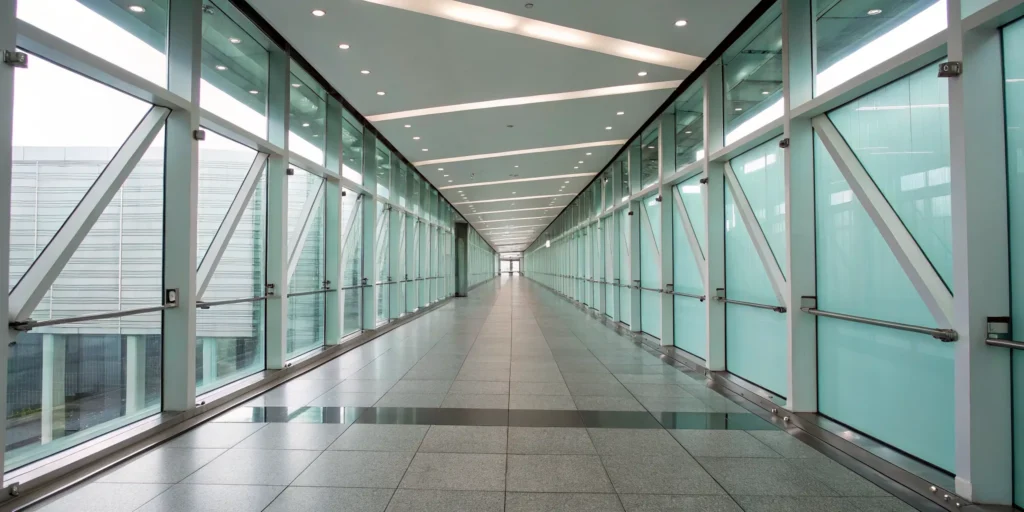 Glass hallway representing the challenge of undetectable AI bypassing AI detectors.