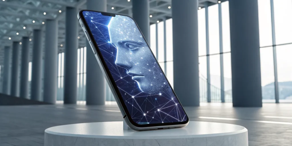 A smartphone showing on-device facial recognition API pricing models.