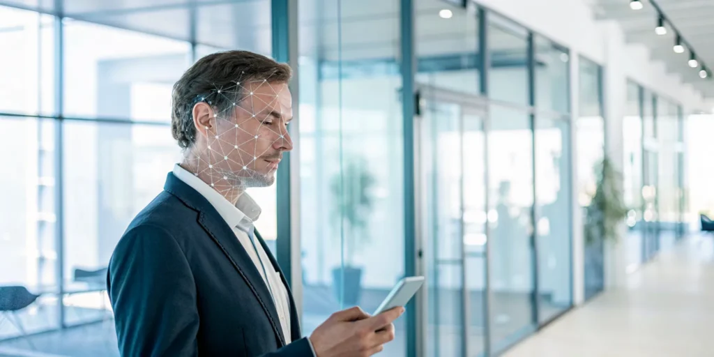 A lightweight facial liveness detection service authenticating a user on a smartphone.