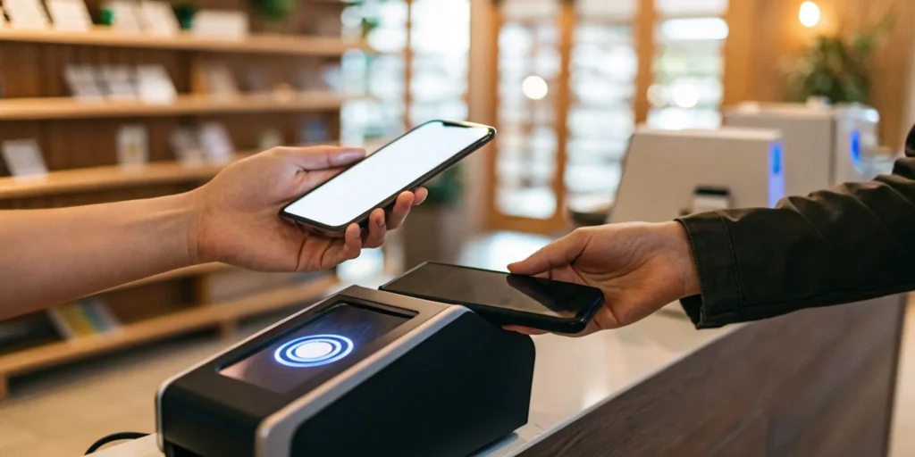 Biometric verification for loyalty programs used on a phone for secure checkout.
