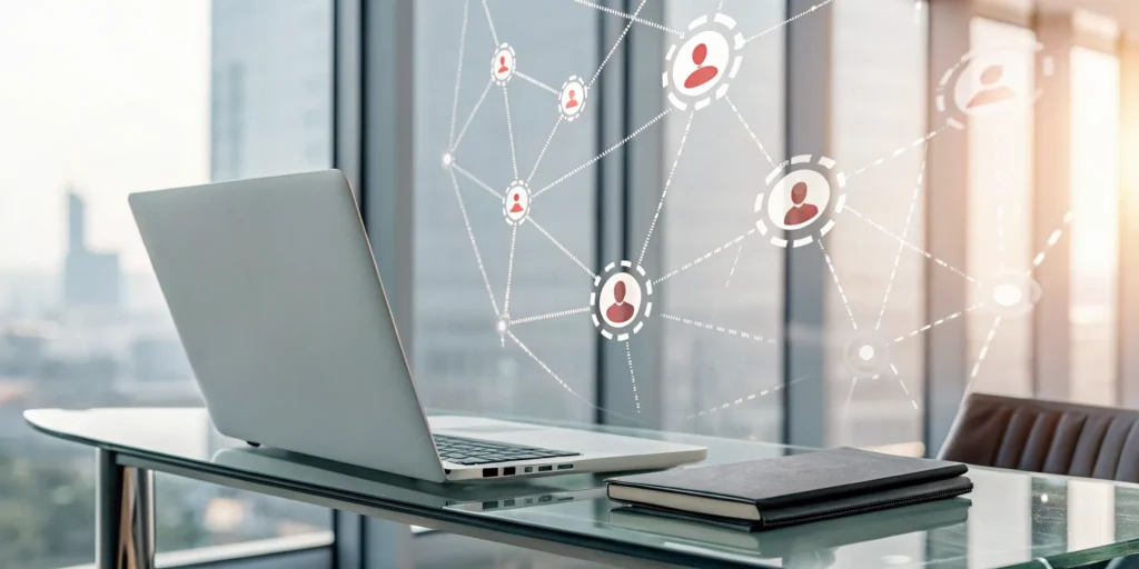 A laptop with network connection icons showing how to stop welcome offer exploitation.