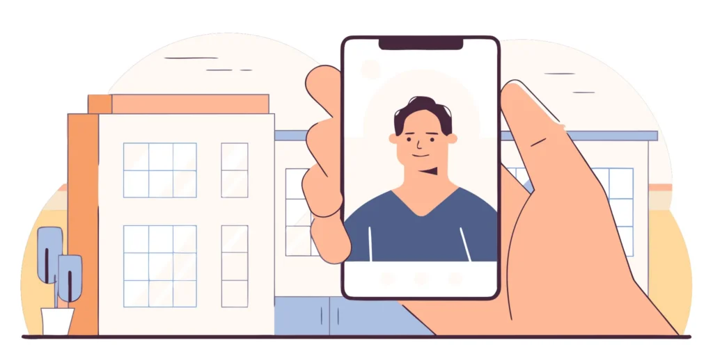 A gig worker confirms their identity on the job using facial verification.