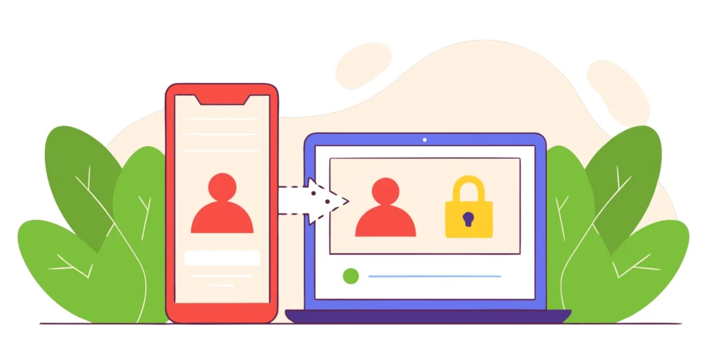 Safest way to re-bind a lost device using secure user authentication on a phone and laptop.