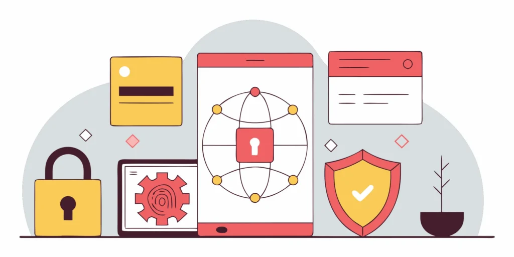 Cybersecurity icons for stopping bots from creating fake accounts at sign-up.