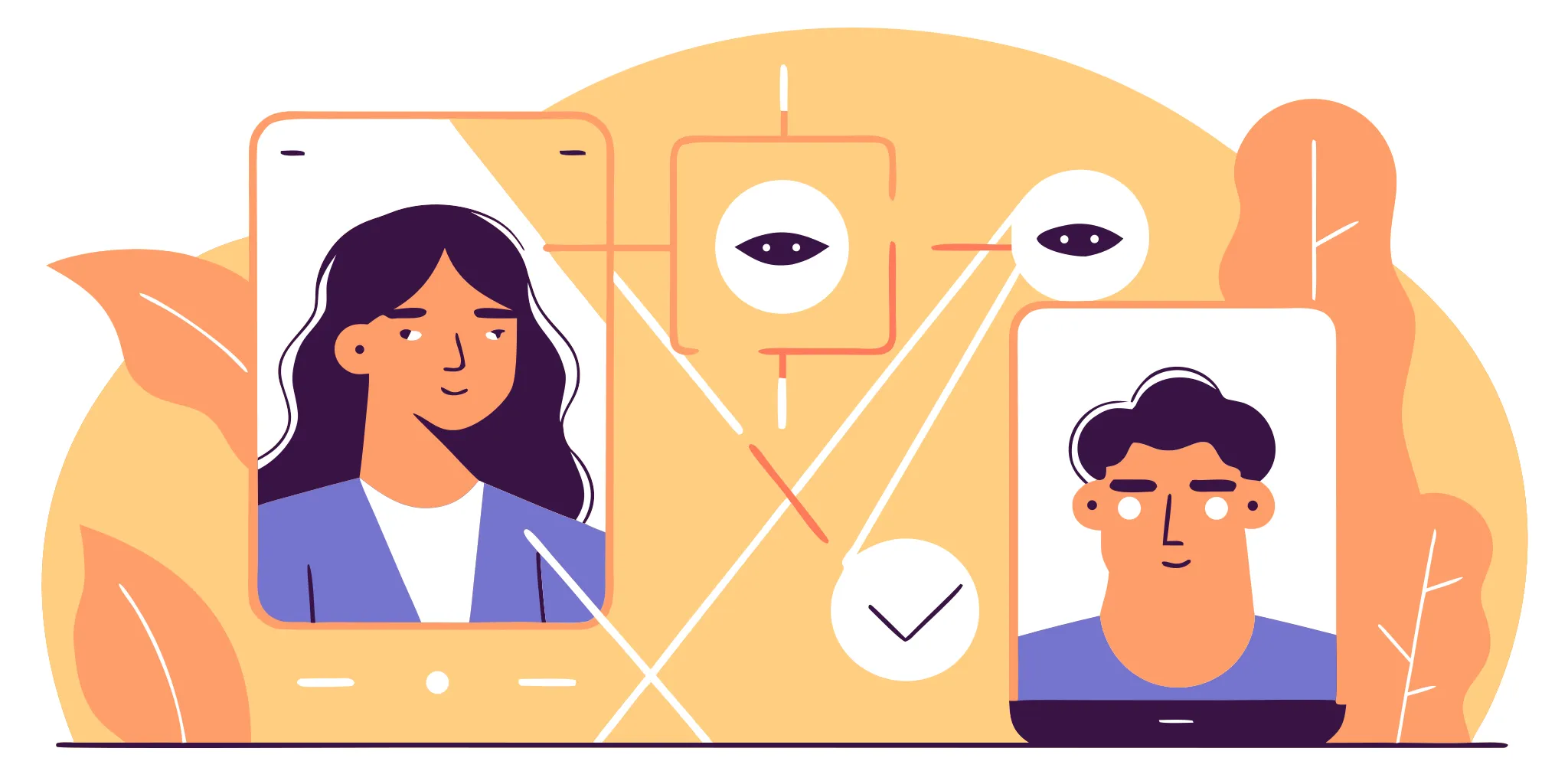 Flowchart showing a user face scan being verified as unique with passive liveness checks in under five seconds