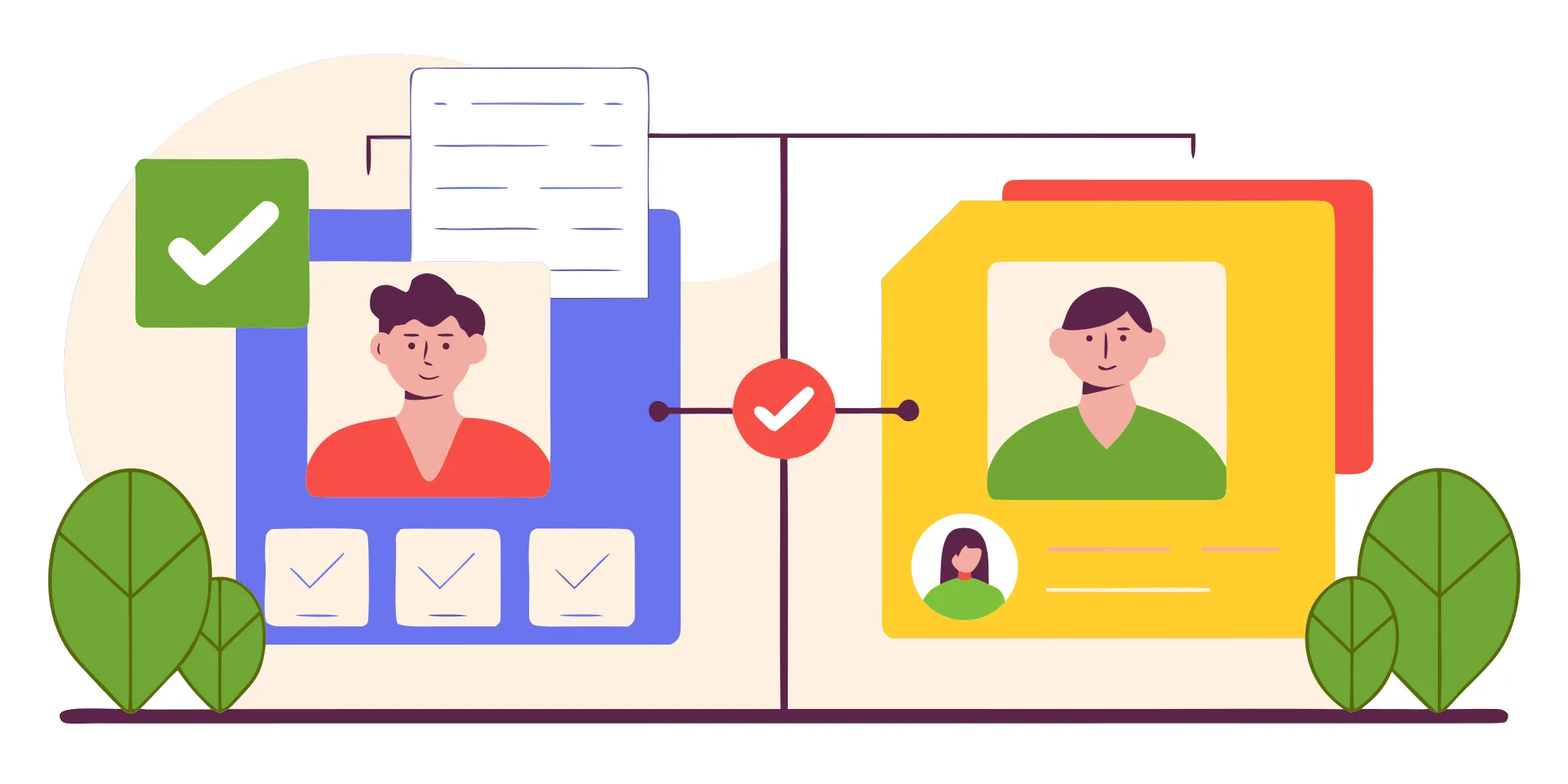 A visual comparison of the direct path for biometric uniqueness verification versus the complex path for document uploads