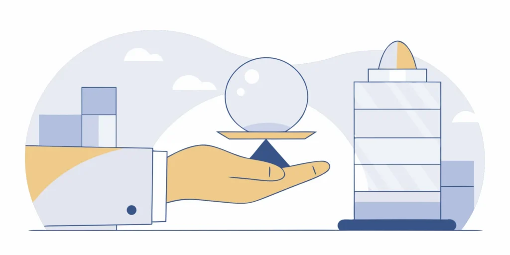 A human hand balancing a sphere, tying AI agents to a real, accountable human.