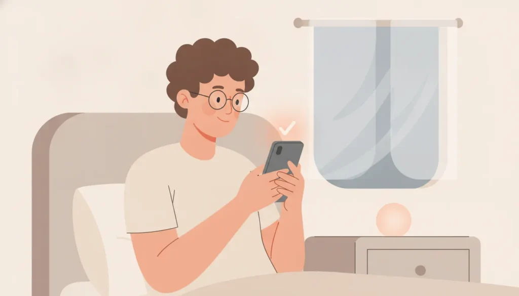 Flat illustration of a person offering a phone for a frictionless age check without documents or cards