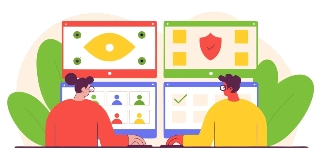 Abstract geometric shapes representing fraud detection and biometric verification technology