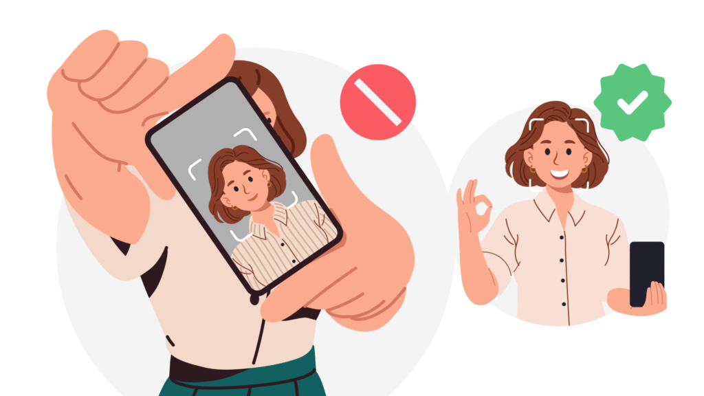 Illustration: Liveness detection - how a person using a picture of themselves doesn't grant access