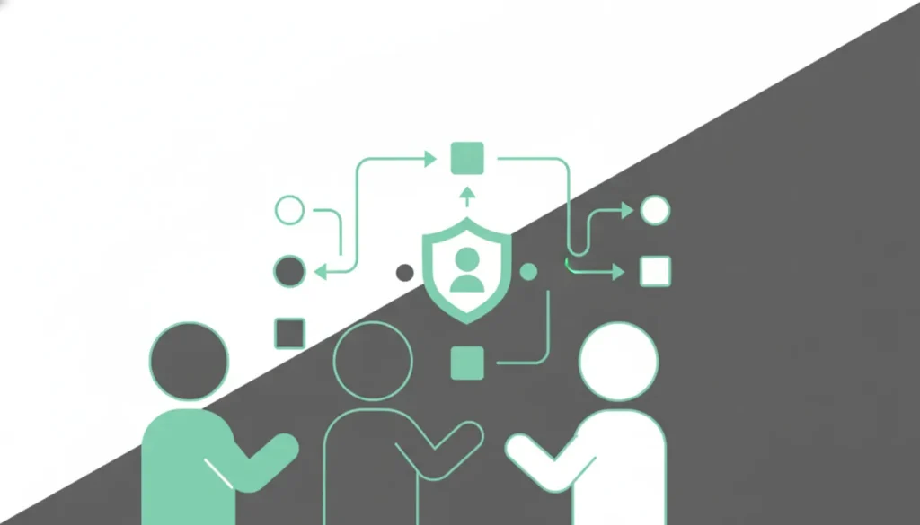 Flat illustration of enterprise teams evaluating a face verification API architecture