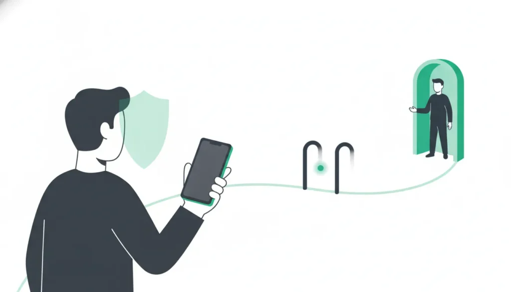 Flat illustration of a privacy-aware online age verification workflow